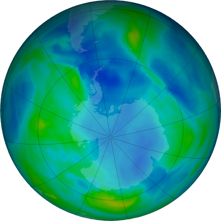 Antarctic ozone map for 14 May 2023